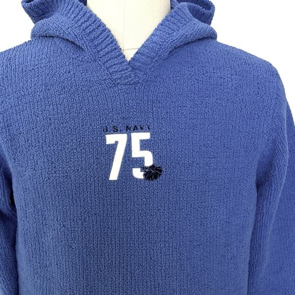 Oarsman 913 Hoodie Sweater Men Large US Navy 75 Blue Thick Knit Comfy Unisex Vtg - Picture 8 of 11
